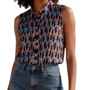 WILDFANG Empower Plisse Floral Sleeveless Blouse M NWT $98